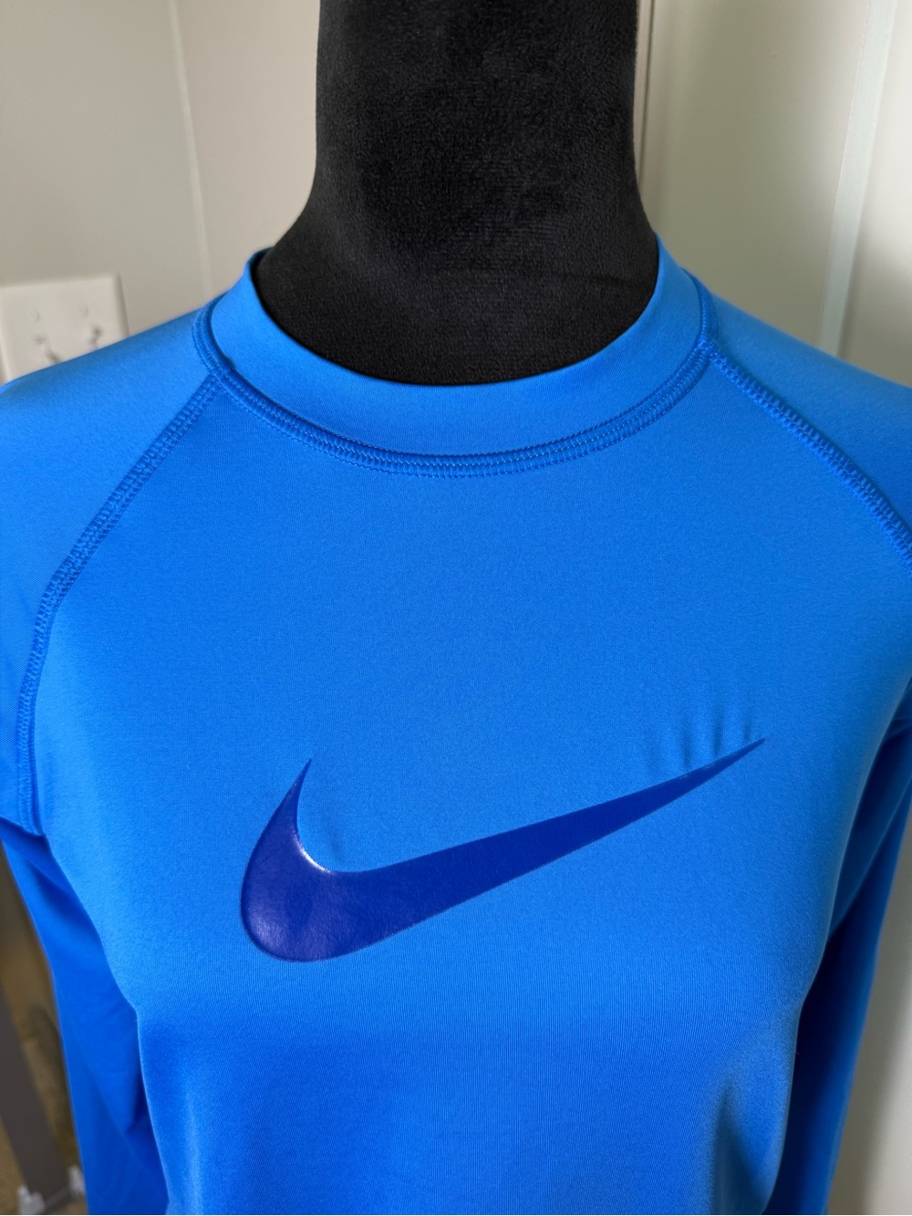 Nike Swim Dri-Fit UPF 40+ Blue Swim Rash Guard Shirt Top Long Sleeve Womens M - Picture 2 of 7